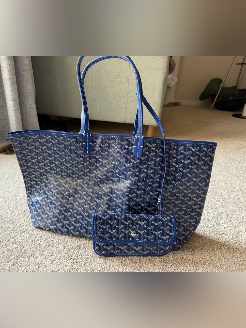 Beige Goyardine Canvas Tote with Leather Handles medium - Picture 7 of 12